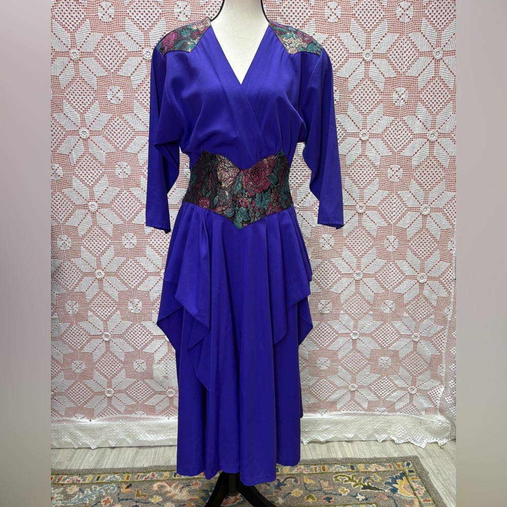 Vintage 80s Purple Draped Dress